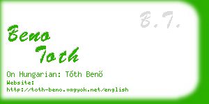 beno toth business card